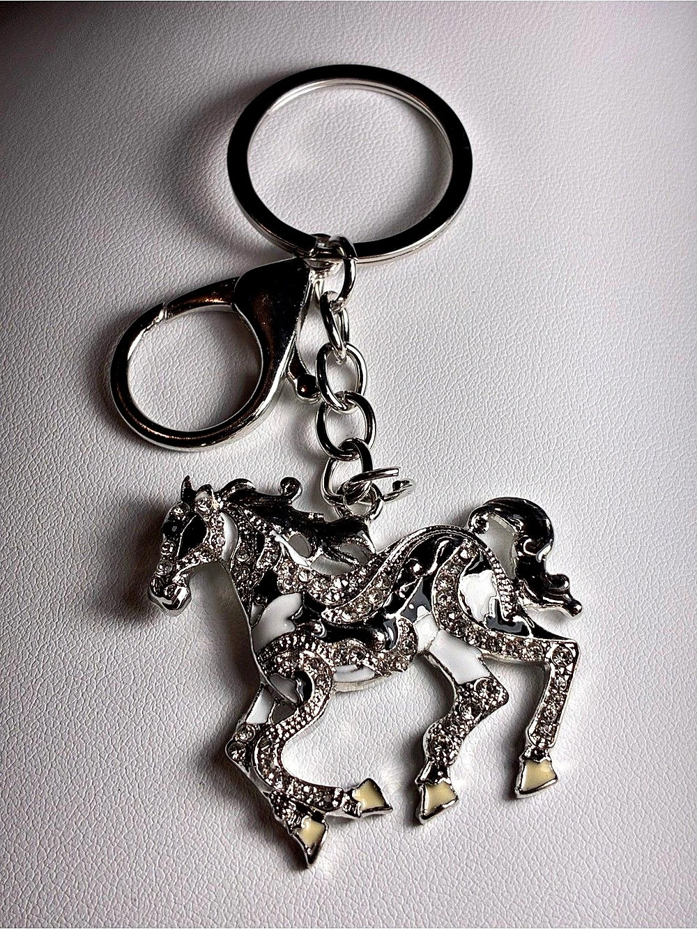 Horse Charm Keychain Bag Charm in Silver And Black New Without Tags